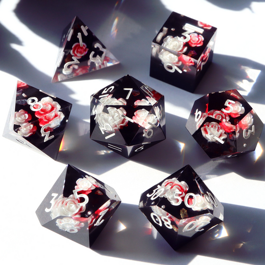 Unloved - handmade sharp edge 7 piece dice set