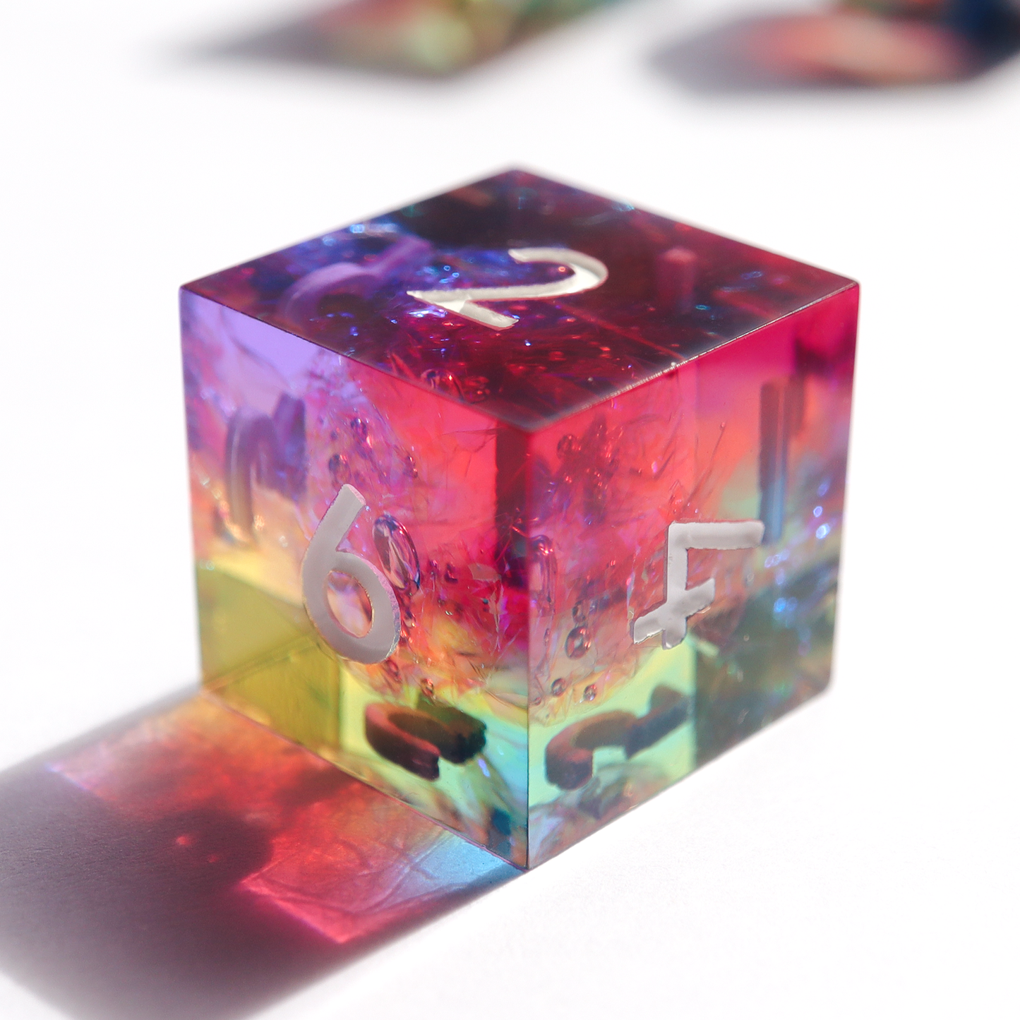 Prismatic Soul - handmade sharp edge 7 piece dice set