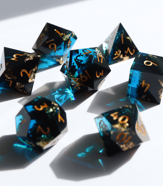 Possession - handmade sharp edge 7 piece dice set