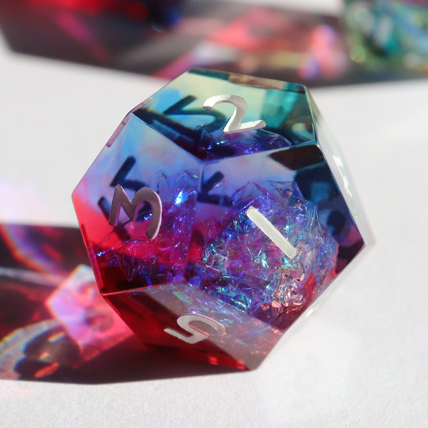 Prismatic Soul - handmade sharp edge 7 piece dice set