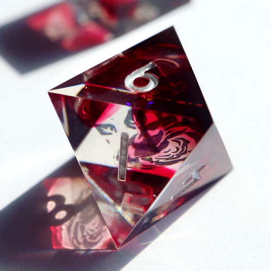 Bloody Secret - handmade sharp edge 7 piece dice set