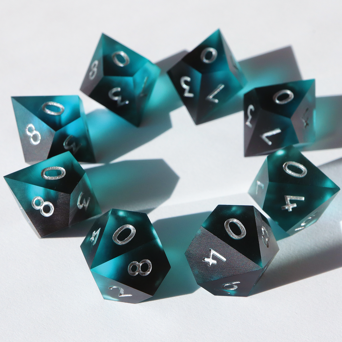 Drowned Sea Matte Smoke Dice - Sharp Edge Resin Dice Set – Everything Dice