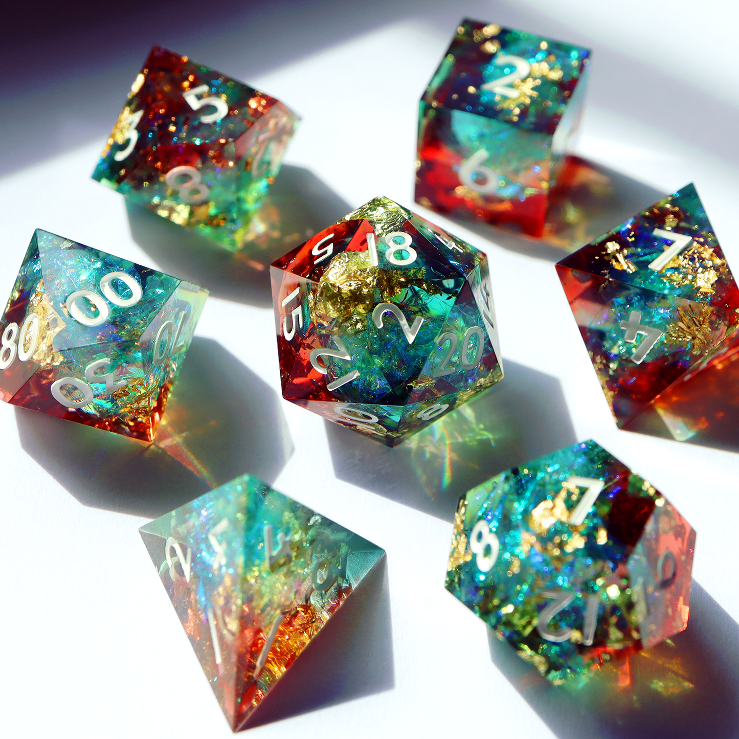 The Magician's Dream - handmade sharp edge 7 piece dice set