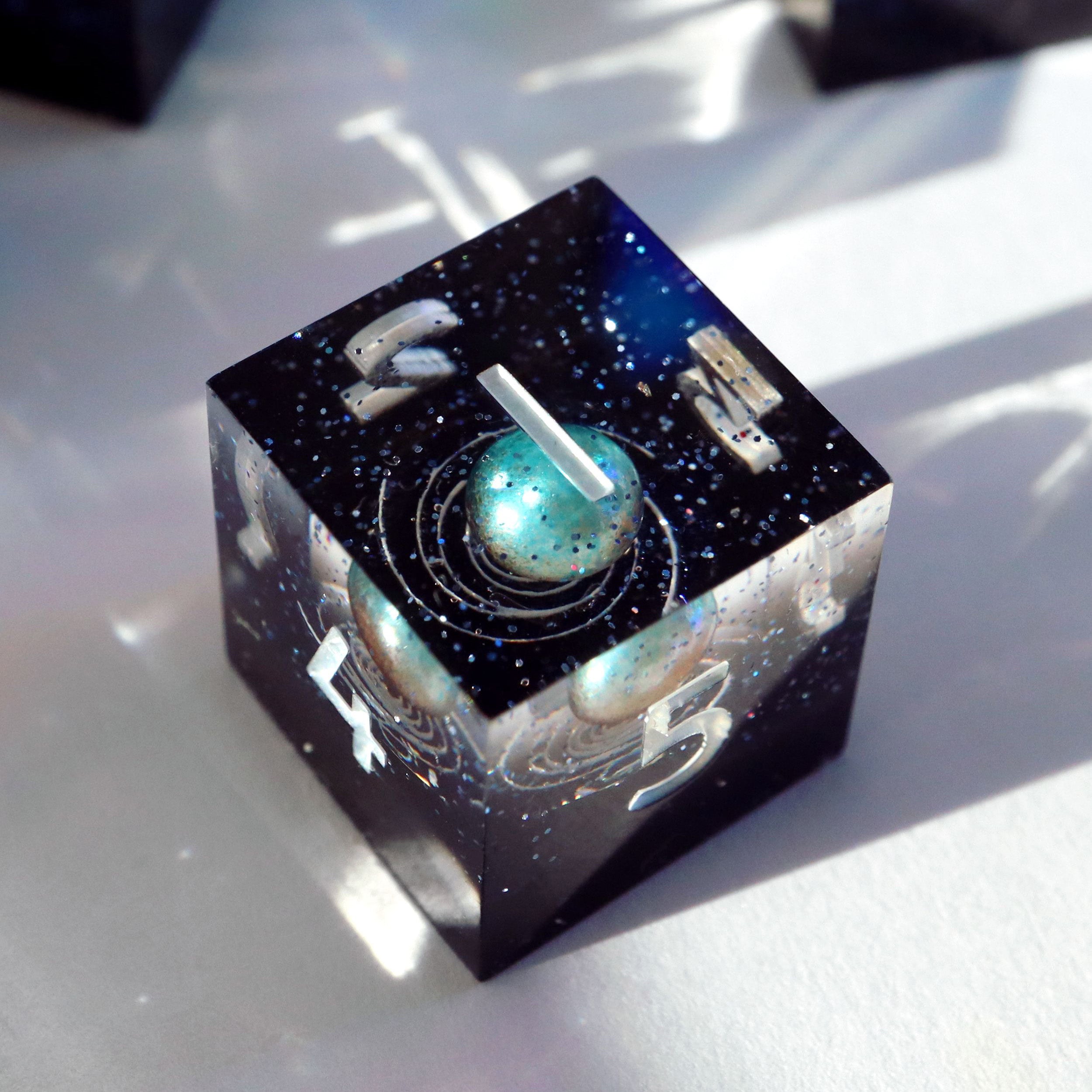 Andromeda Luxe Planet Galaxy Dice D6 Set - Sharp Edge Resin Dice
