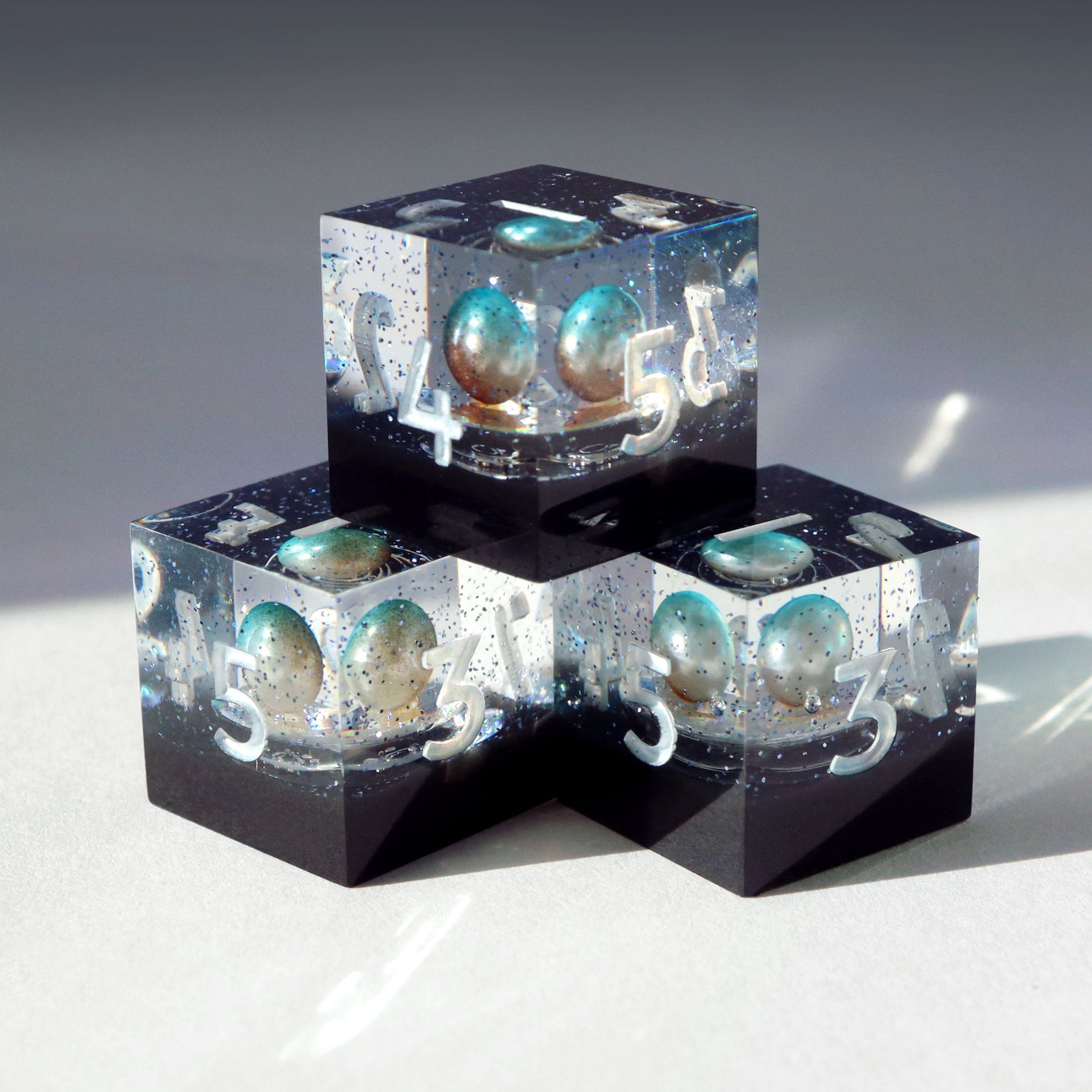 Andromeda Luxe Planet Galaxy Dice D6 Set - Sharp Edge Resin Dice