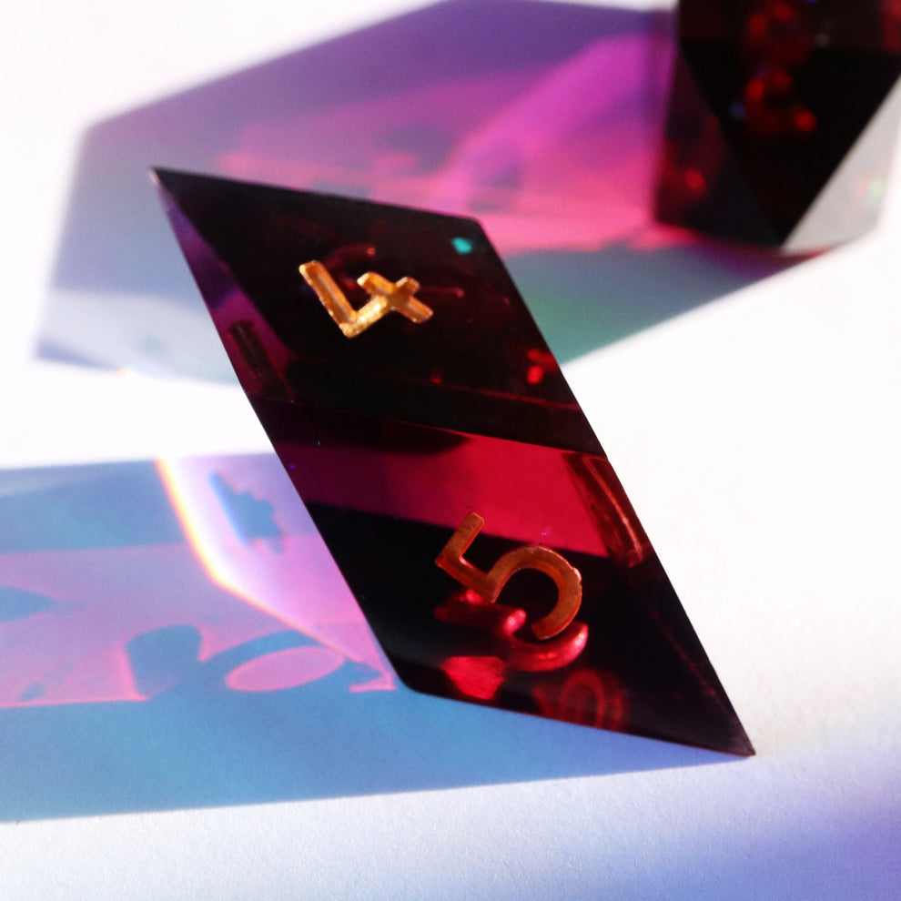 Ruby Crystal 8pc Dice - Sharp Edge Resin Dice Set – Everything Dice