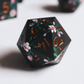Baroque Blossoms - hand-painted & handmade sharp edge 7 piece dice set