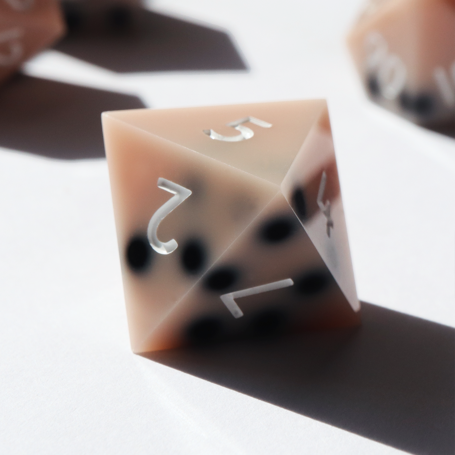 Boba Milk Tea - handmade sharp edge 7 piece dice set