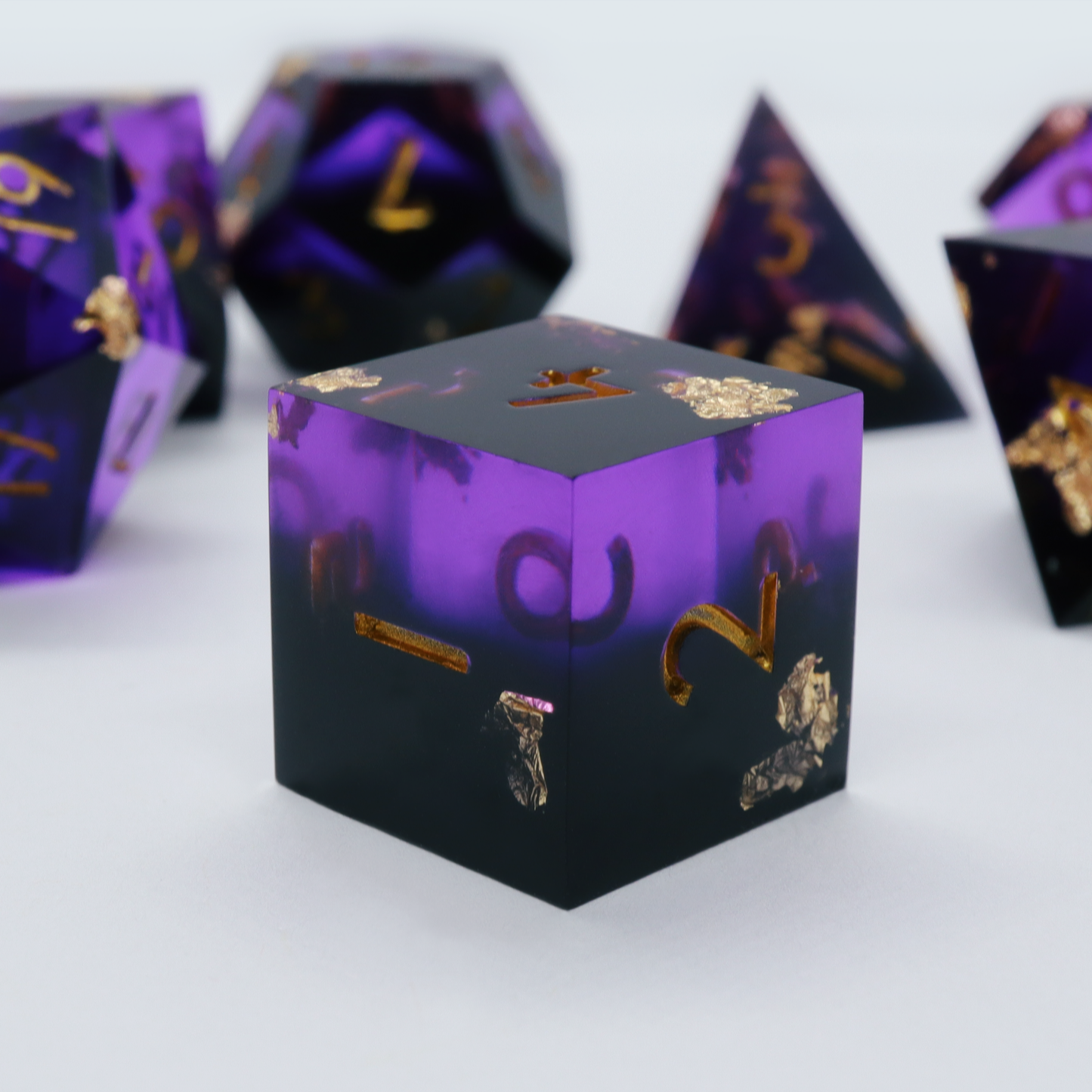 Heretic's Glory - handmade sharp edge 7 piece dice set