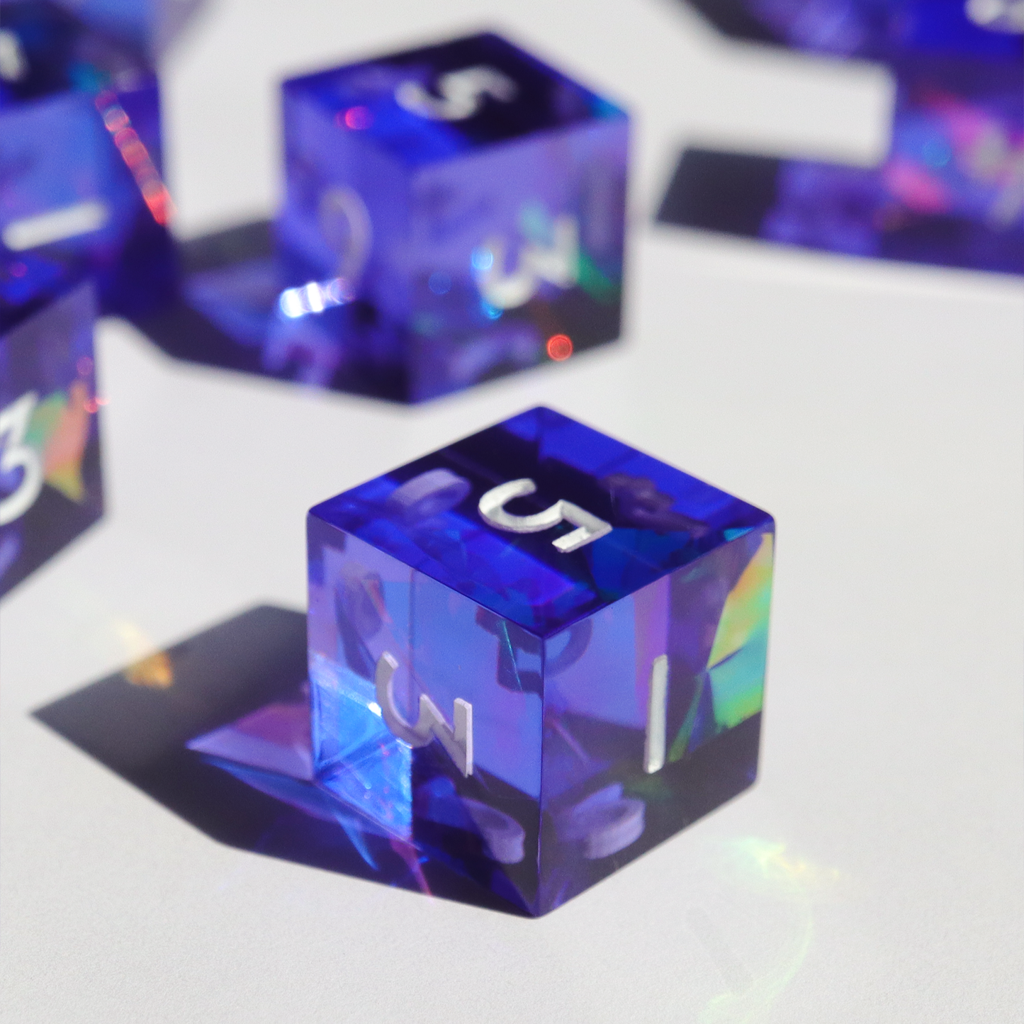 Neon Dreamer 6D6 Set - handmade sharp edge 6 piece dice set