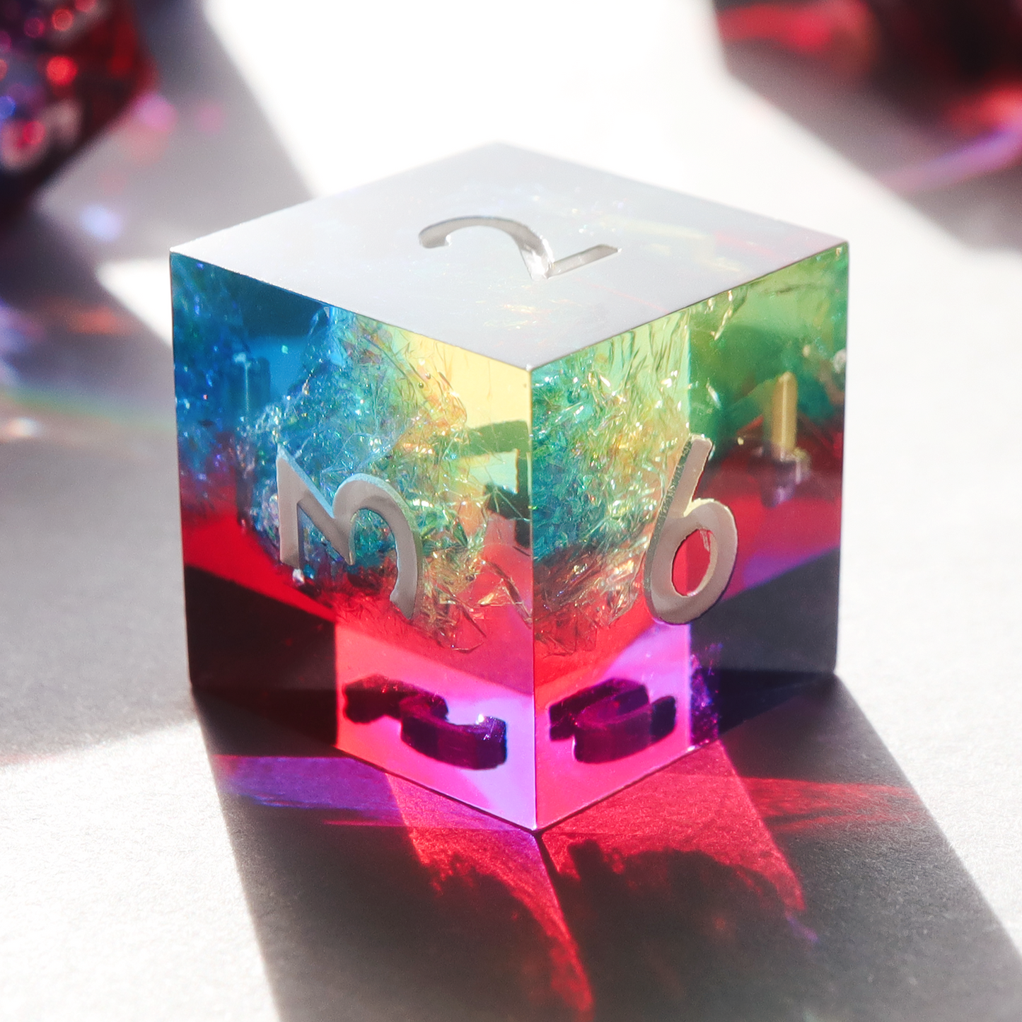 Prismatic Soul - handmade sharp edge 7 piece dice set