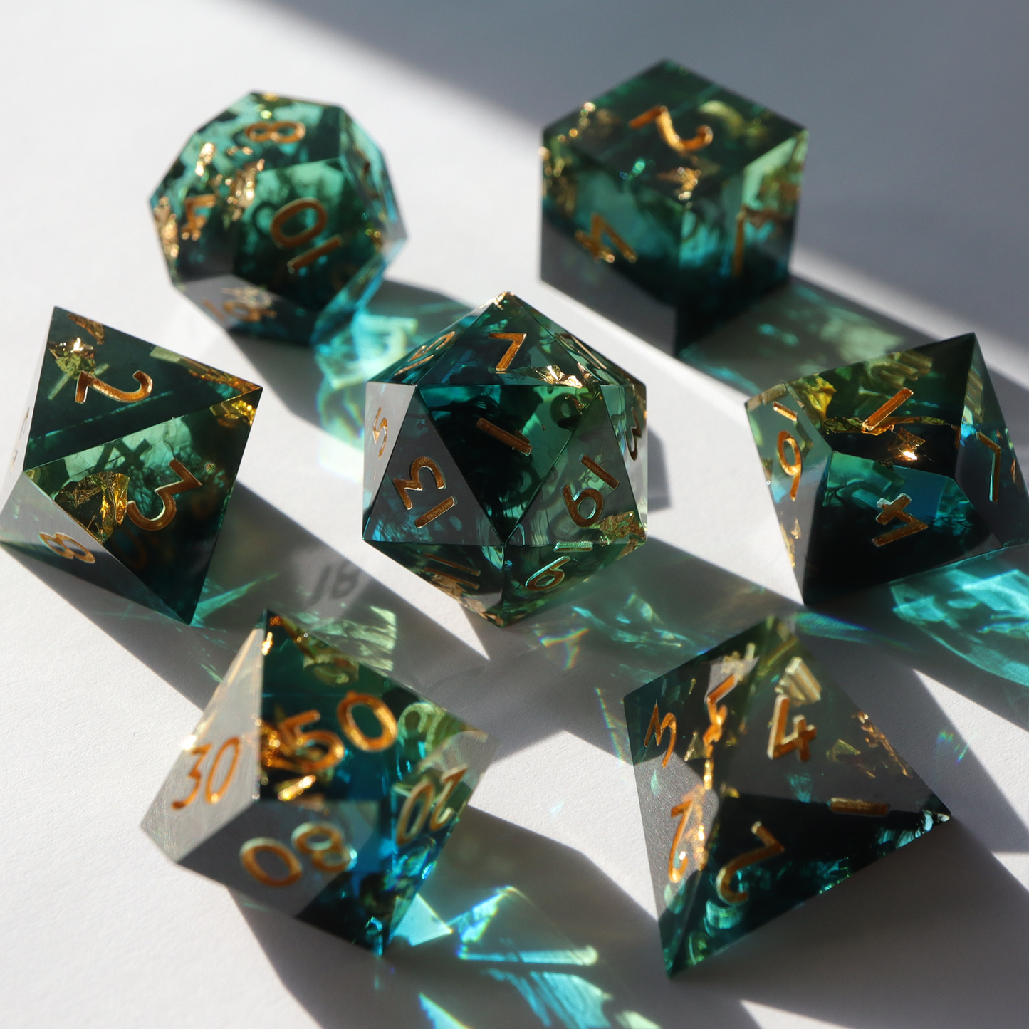 Sublime Blight - handmade sharp edge 7 piece dice set