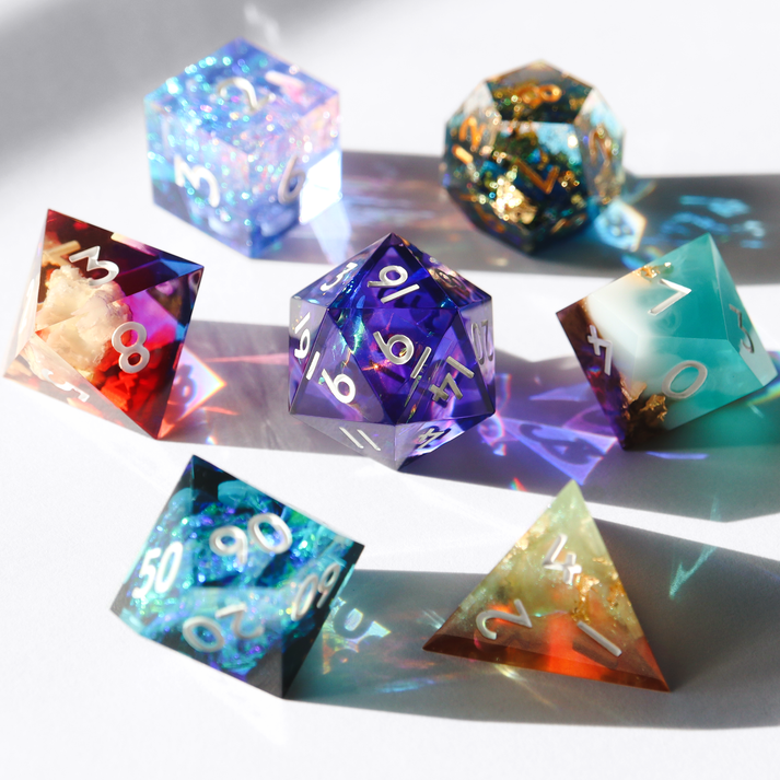 Randomized Gacha Dice Set - Sharp Edge Resin Dice Set – Everything Dice